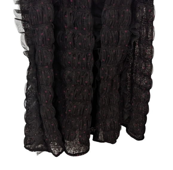 NWT For Love and Lemons Janelle Black Pink Polka Dot Tiered Ruffle Maxi Dress - Picture 6 of 14